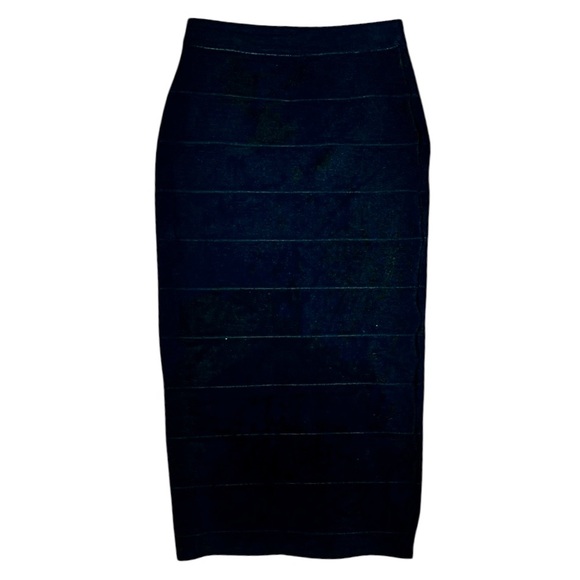 βππππβπππππππ πππ ππ πππππππ bodycon black stretch fit midi skirt - Picture 2 of 5